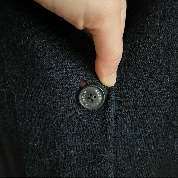 POETRY Navy and Black Plaid Shawl Collar Baby Alpaca Cardigan EUC - Picture 9 of 9
